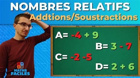 ADDITIONS ET SOUSTRACTIONS DE NOMBRES RELATIFS 5ème 4ème YouTube