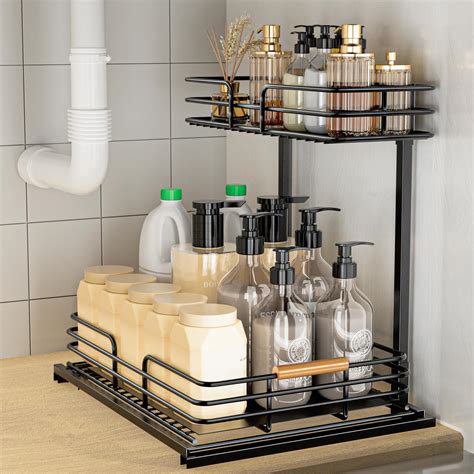 LAMU Under Sink Organizers And Storage 2 Tier Bathroom Kitchen Cabinet