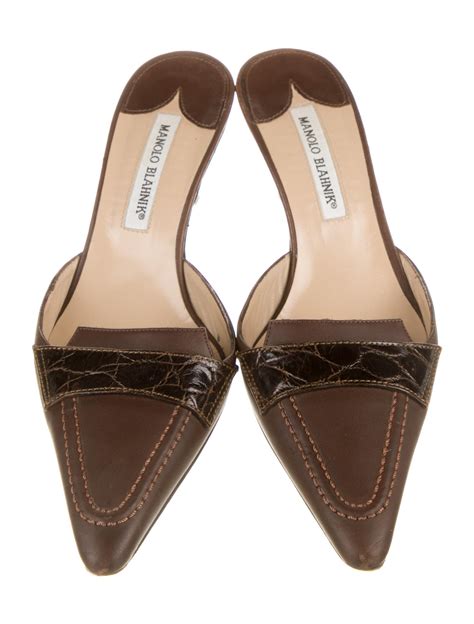 Manolo Blahnik Leather Mules Brown Pumps Shoes Moo167488 The