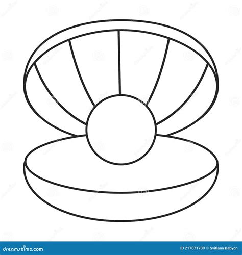 Pearl Shell Vector Outline Icon Vector Illustration Pearl Shell On