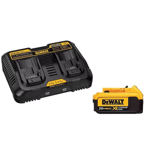 Dewalt 20v Max Xr Lithium Ion Premium 4ah Battery Pack And Dual Port Charger With 2 Usb