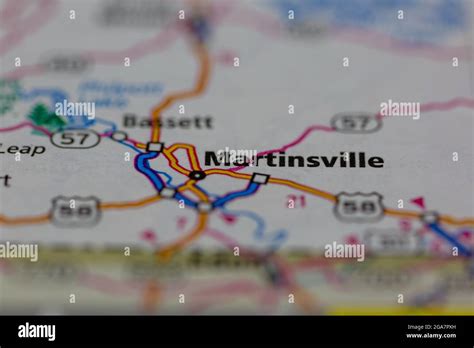 Martinsville Virginia shown on a road map or Geography map Stock Photo - Alamy