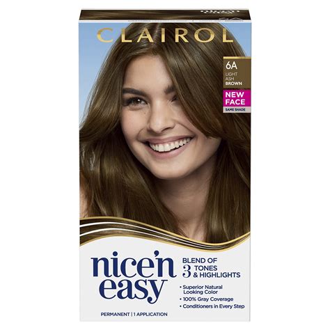 Clairol Nicen Easy Permanent Hair Dye 6a Light Ash Brown Hair Color