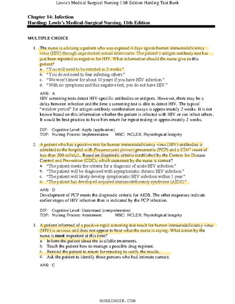 14 - None - NURSINGTB Chapter 14: Infection Harding: Lewis’s Medical