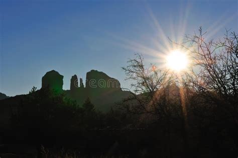 Cathedral rock sunrise stock photo. Image of mesa, silhouetted - 8284316