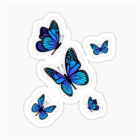 Blue Butterfly Pack Sticker For Sale By Napass Nt Redbubble