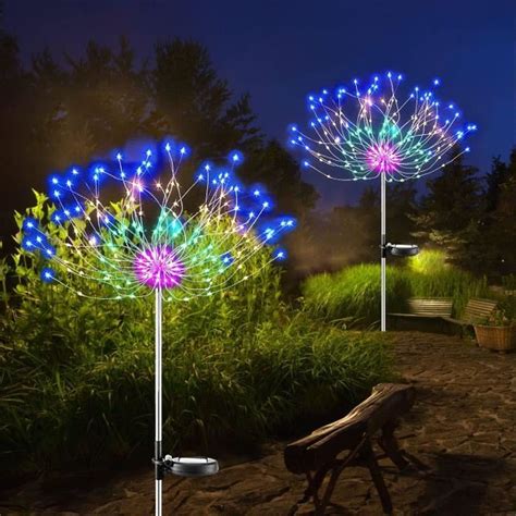 Lampes Solaires de jardin 2 Pièces 150 LED Feu d artifice 40 fils de