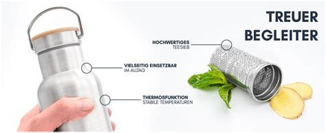 Nordmut Edelstahl Trinkflasche L Isoliert Teesieb Thermosflasche