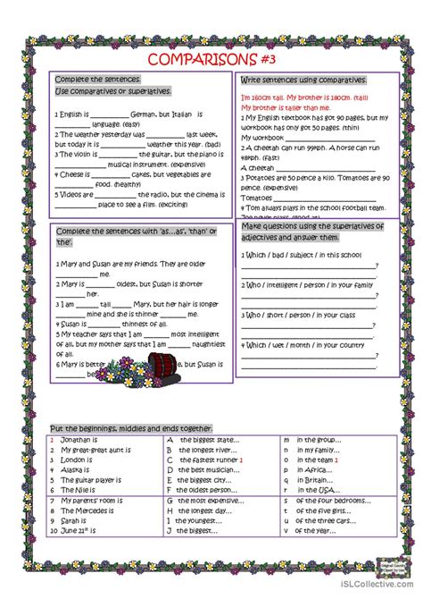 Comparisons 3 All Forms General G… English Esl Worksheets Pdf And Doc