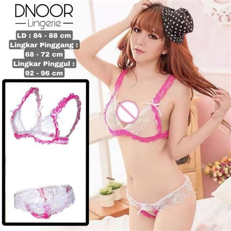 Jual Lingerie Set Bra Dan G String Transparant Pita Bunga Seksi Baju