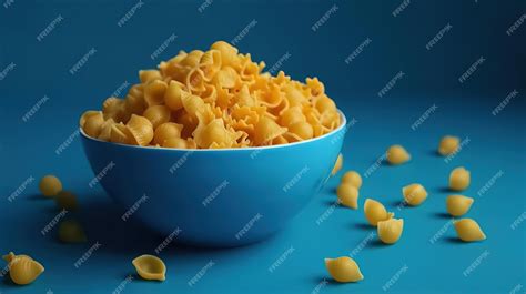 Premium Photo Pasta Background Mac And Cheese Pasta On A Blue Background Generative Ai