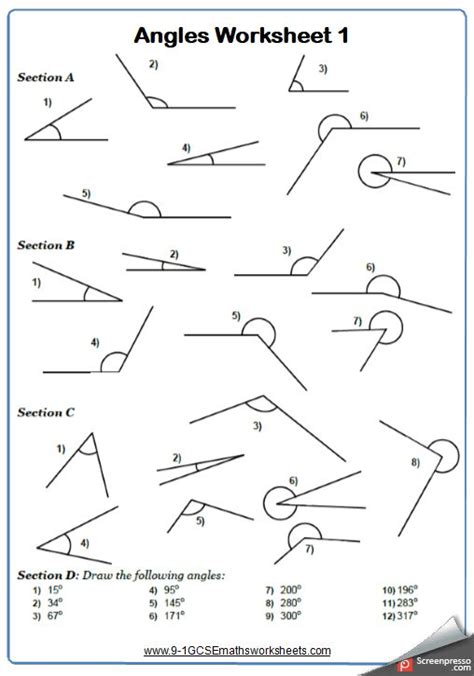 Year 7 Maths Angles Worksheet