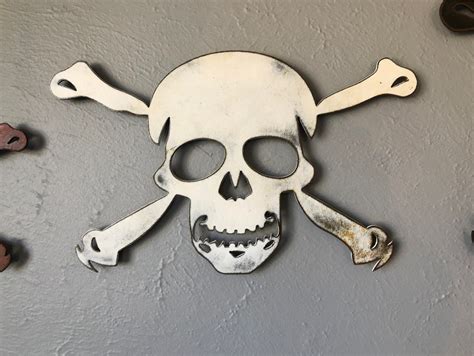 Skull and Crossbones Symbol Metal Wall Art Home Decor Handmade Choose ...