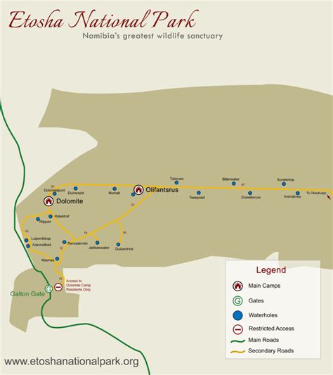 Etosha National Park Map & Distances