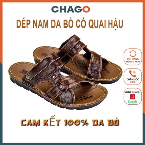 Mua Dép Da Nam Dép Da Bò Cao Cấp đẹp Quai Chéo Ngang Có Quai Hậu Thời