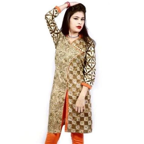 Breathable Ladies Designer V Shape Neck Party Wear High Front Slit Cotton Kurtis At Best Price