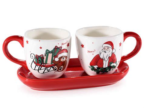 Set Tazzine Caff Ceramica Favola Di Natale E Piattino