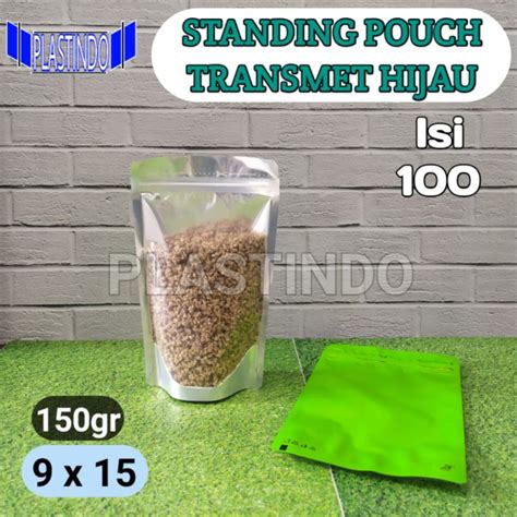 Jual Isi 100 Standing Pouch Hijau KOMBINASI 150 Gram 9x15 Cm KEMASAN