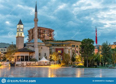 Sunset View Of Ethem Bey Mosque In Tirana Albania Editorial Stock