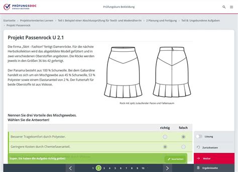 Online Kurs Prüfungsvorbereitung Bekleidung