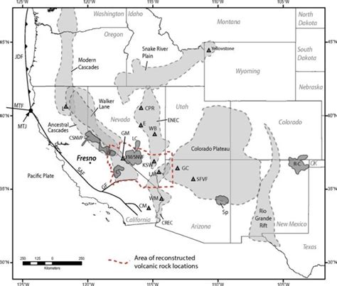 Map showing volcanic provinces and the locations of features discussed... | Download Scientific ...