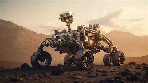 Un Rover Moderno Explorando La Superficie De Marte Foto Premium