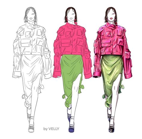 Art Fashion Illustration Model Runway Catwalk Design By VELLY Digital