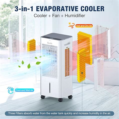 Buy Grelife Portable Evaporative Air Cooler 3 In 1 Oscillation Air Cooler With Fan And Humidifier