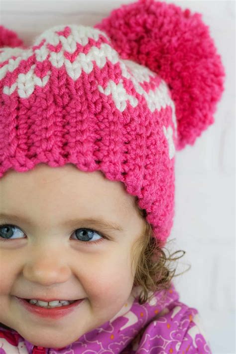 Double Pom Pom Crochet Hat Pattern - Winding Road Crochet