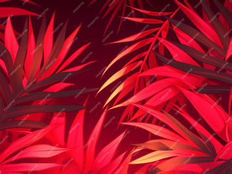 Premium Photo | Illustration Palm branch background in red