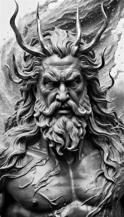 Incredible Hyper Realistic Tattoo Design For Poseidon Storm Effect