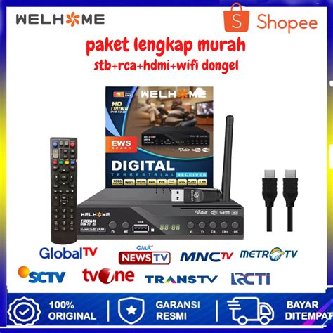jual promo set top box tv digital welhome dvb  ews uhf hd alat tv