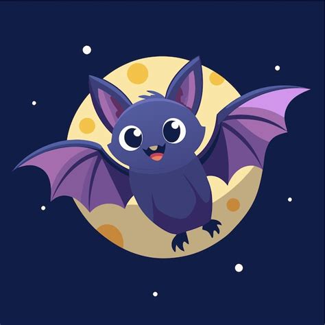 Premium Vector Cute Bat Flying In The Night Cartoon Icon Illustration