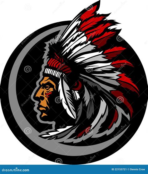 American Native Indian Chief Mascot Head Graphic Stock Vector