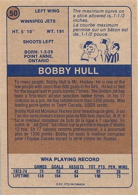 Bobby Hull: 1974-75 O-Pee-Chee WHA 50