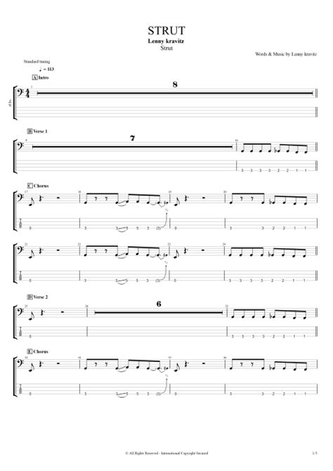 Strut Tablatura De Lenny Kravitz Guitar Pro Full Score Mysongbook