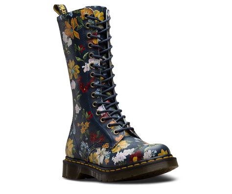 1b99 Darcy Floral En Bleu Marine Dr Martens Leather Lace Up Boots Womens Boots Boots