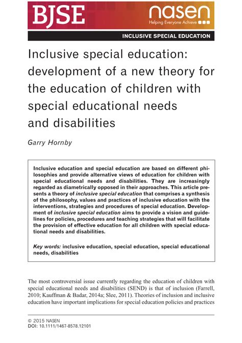 Pdf From Inclusion And Special Education To Inclusive Special Education