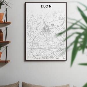 Elon NC Map Print North Carolina USA Map Art Poster Elon - Etsy