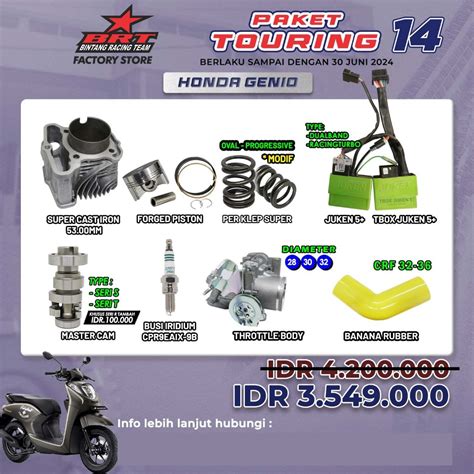 Jual PAKET TOURING 14 GENIO ALL NEW BEAT BORE UP 130 CC BRT BLOK