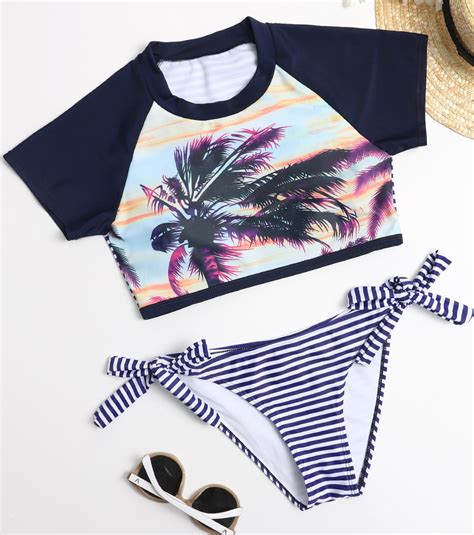 Fashion Stripe Print Swimsuit Bikini Set On Luulla