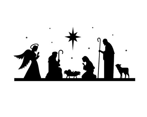 Presepe Svg Siluetta Nera Del Presepe Di Natale Con Ges Bambino