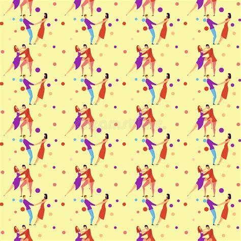 Seamless Pattern With Lovers B Cartoons Characters And Girl Stock