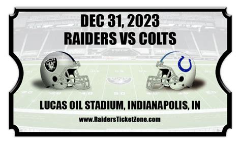 Las Vegas Raiders vs Indianapolis Colts Football Tickets | 12/31/23