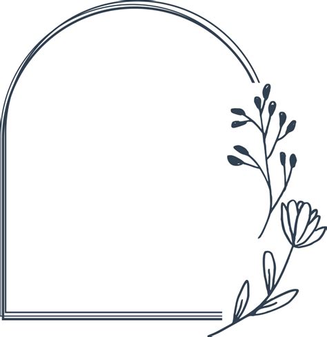 Minimalist Floral Frame With Hand Drawn Leaf And Shape Simple Floral