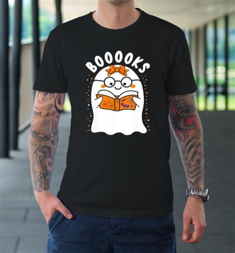 Booooks! Cute Ghost Reading Library Books Halloween Teacher T-Shirt | Tee For Sports