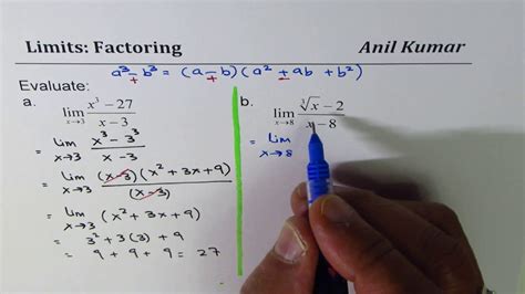 Limits By Factoring Difference Of Cubes Youtube