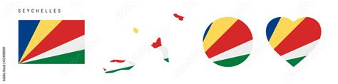 Seychelles Flag Icon Set Republic Of Seychelles Pennant In Official