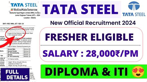 Tata Steel New Recruitment 2024। Freshers 😍। Diploma And Iti। Permanent