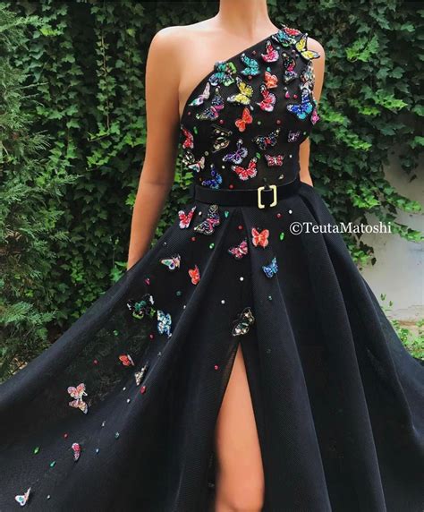 Butterfly Love Gown Detailed Black Dress Gala Dresses Beautiful Dresses